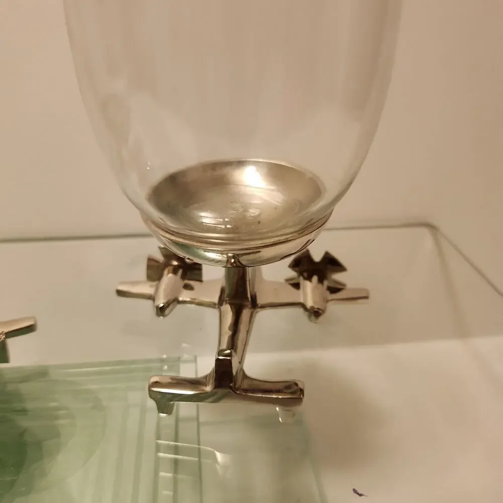 Godinger Stemless Set of 2 Airplane Bar Glasses Nickel plated